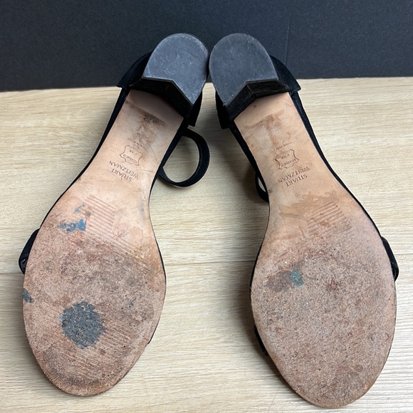 STUART WEITZMAN Nudistcurve 75 Block Heel Sandal (Women), BLACK SIZE 7 US - Picture 7 of 8